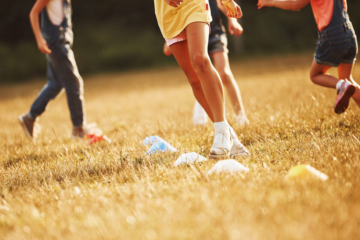 Youth athletes training on the field
